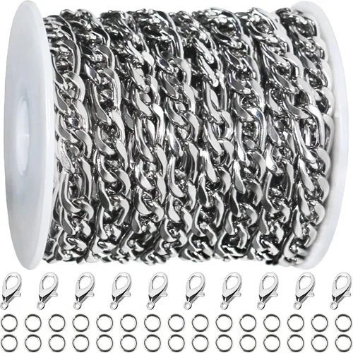 Miniatura 13 de Jishi Cadena de serpiente de oro de 33 pies de 0.047 in, cadenas para hacer joyas, collares, pulseras, suministros de joyería, hallazgos – Rollo