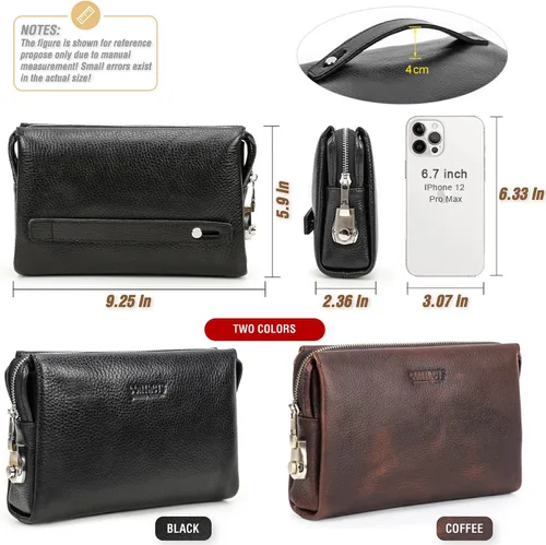 Miniatura 31 de Funda de piel de grano superior para hombre y mujer, múltiples bolsillos/ranuras, RFID de gran capacidad para tarjetas, cheques, dinero, pasaporte