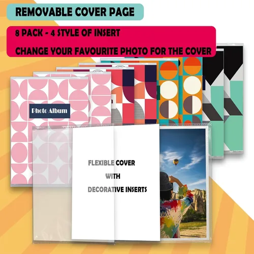 Miniatura 3 de Álbum de fotos pequeño de 4 x 6 para fotos, juego de 8, capacidad para 36 fotos cada uno, capacidad de 288, 4 patrones, fundas flexibles extraíbles
