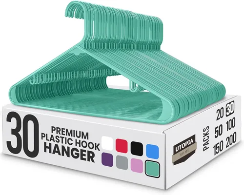 Miniatura 8 de Perchas de plástico Utopia Home estándar para hogar de color negro, perchas tubulares para la ropa, resistentes, finas y elegantes Blanco