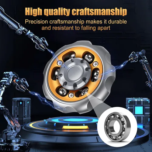 Miniatura 3 de Spinner Fidget de Metal de Precisión - Rotador de Ansiedad y Juguete Fidget Inquieto, Herramienta de Alivio del Estrés para Adultos y Niños (Gris)