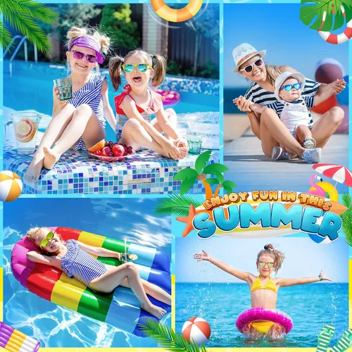 Miniatura 5 de Joycover Lentes de sol para niños a granel, recuerdo de fiesta para niños de 4 a 8 años, 24 lentes de sol translúcidos para niños con protección UV