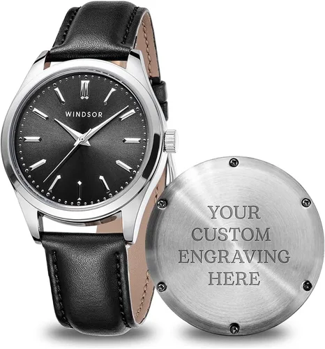 WINDSOR Reloj grabado para hombre, regalo para novio, prometido, marido, relojes personalizados para hombres
