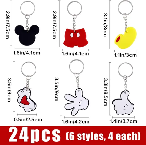 Miniatura 2 de 24 llaveros de ratón, lindo llavero de silicona de ratón para regalos de fiesta temática de ratón, suministros de fiesta de cumpleaños de ratón