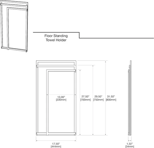 Miniatura 3 de Gatco Toallero independiente 1520MX para toallas de baño, diseño moderno de brazo abierto (acabado negro mate)