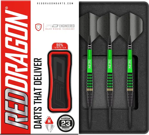 Miniatura 7 de RED DRAGON Krypton - Juego de dardos profesionales de tungsteno con vuelos y ejes Nitrotech (tallos)