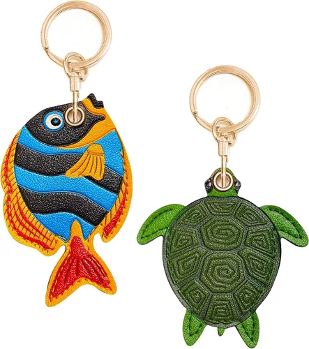 Miniatura 44 de CATCH ON Paquete de 2 fundas de cuero para Airtag para llavero, bonitos accesorios Kawaii adecuados para Airtag