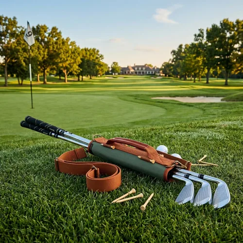 Miniatura 7 de TOURBON Bolsa de lona ligera para palos de golf con correa para el hombro Holds 4-5 Clubs, Golf Bag for Driving Range Sessions, Par 3 Courses