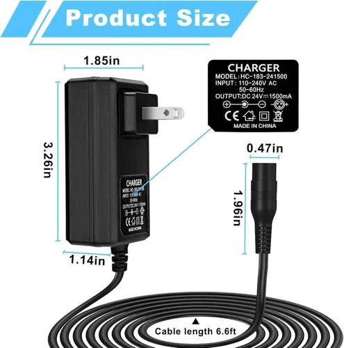 Miniatura 4 de Cargador de scooter eléctrico de 24 V para Razor E300 E200 E150 E125 E100 MX350 Dirt Bike Pocket Mod Sports Mod Dirt Quad Moto Razor Scooter