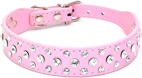 Miniatura 15 de Collar para perro con cristales de imitación, cuero sintético con brillantes, collar de cristales de diamante para mascotas, perro, gato, cachorro