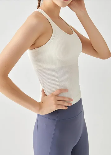 Miniatura 110 de sphinx cat - Camiseta corta de entrenamiento para mujer, camiseta sin mangas, acanalada, con espalda cruzada y brasier integrado