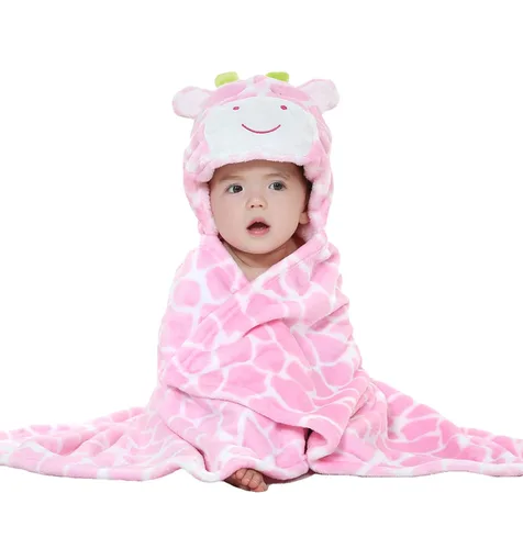 Miniatura 10 de TONWHAR Manta con capucha de cara de animal para bebés y niños de 0 a 4 años, manta de felpa para después del baño (caballo azul)