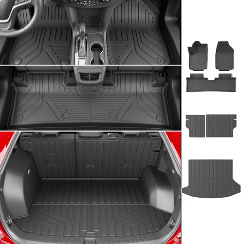 Miniatura 49 de powoq Tapete de suelo compatible con Honda Pilot 2016-2022 con alfombrilla de respaldo, forro de carga de repuesto para accesorios Honda Pilot