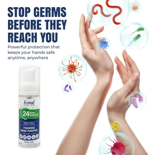 Miniatura 9 de Everest Microbial Defense 24 Hour Defense Foaming Hand Sanitizer – Alcohol Free & Fragrance Free – Moisturizing Travel Size Pump for Sensitive Skin