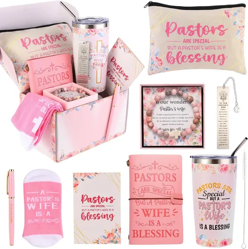 Regalos de apreciación para la esposa del pastor para mujeres, regalos cristianos, regalo único para la esposa del pastor que incluye diario, vaso,