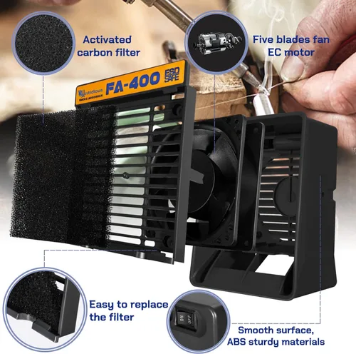 Miniatura 2 de Antidious Extractor de humos Filtro portátil para soldadura anti-ESD, para soldar, equipo de extracción de ventiladores de bricolaje con carbón