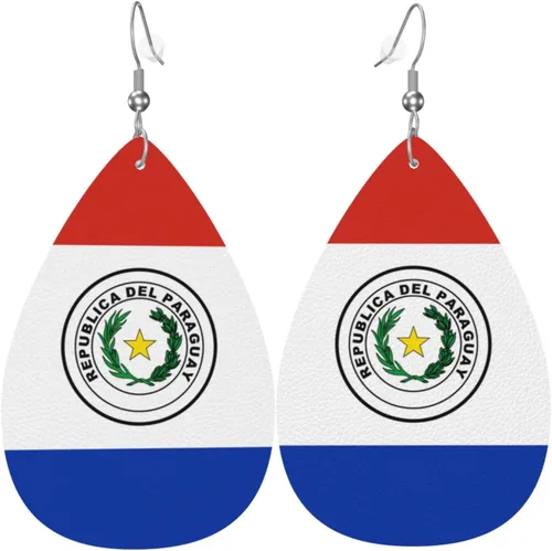 Miniatura 13 de Pendientes de bandera de país en forma de lágrima para mujer, ligeros, de cuero, colgantes, joyería patriótica para regalos