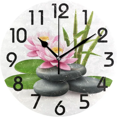 Miniatura 13 de Reloj de pared redondo retro de otoño con dos gnomos y calabaza de 10 pulgadas, funciona con pilas, reloj de escritorio analógico silencioso sin