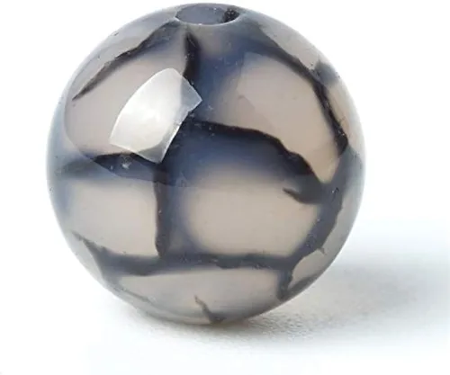 Miniatura 2 de 100 piezas Cuentas de piedra natural de 0.236 pulgadas (6 mm), cuentas de piedra de sangre africana redondas sueltas, tamaño de agujero de 0.039