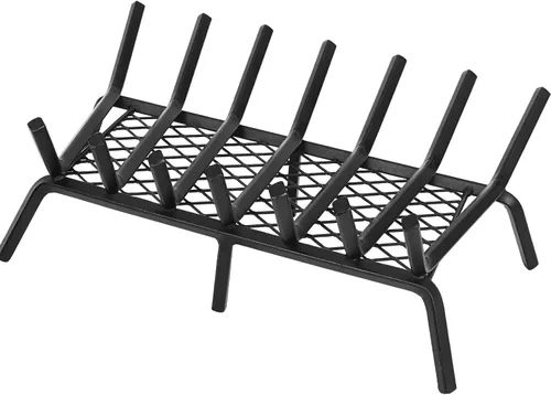 Miniatura 13 de G GOOD GAIN Rejilla para chimenea con retenedor de brasas, de 15.5" de hierro fundido resistente para interiores, chimenea, hogar, estufa de leña