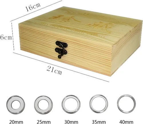 Miniatura 4 de Caja universal de colección de monedas de madera de 30 piezas, estuche de almacenamiento para monedas, contenedor de cápsulas para monedas, caja