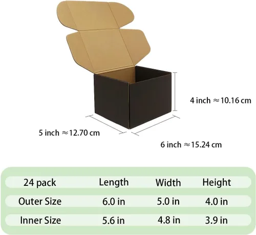 Miniatura 6 de Paquete de 24 Cajas de Envío de 6x5x4 Pulgadas, Cajas de Cartón Corrugado Negro de 3 Capas, Cajas de Correo para Embalaje de Pequeñas Empresas