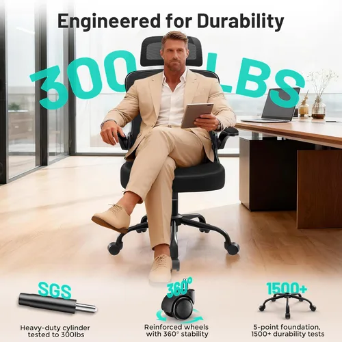 Miniatura 8 de AreShark Silla de oficina – Silla de escritorio ergonómica de malla transpirable con reposacabezas 2D y soporte lumbar ajustable – Silla ejecutiva