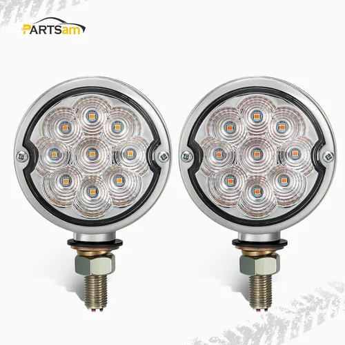 Miniatura 8 de Partsam 2 luces LED de señal de giro de doble cara, color rojo ámbar, luces de pedestal para camiones compatibles con Freightliner Kenworth