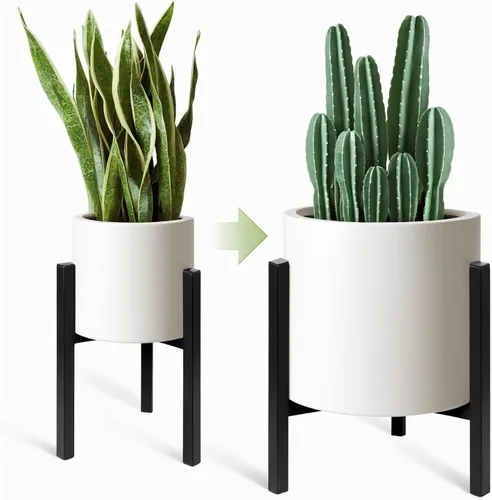 Miniatura 11 de Soporte ajustable para plantas de interior, soportes de metal negro para exteriores, soporte moderno de mediados de siglo, apto para macetas grandes