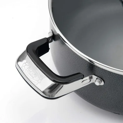 Miniatura 10 de Alpine Cuisine Olla antiadherente de 5 cuartos con tapa de vidrio templado y asas de transporte, utensilios de cocina multiusos, horno holandés