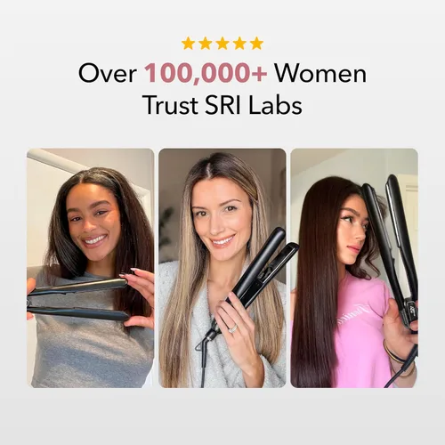Miniatura 7 de SRILabs StyleQ Plancha plana para el cabello alisador Styler - Tecnología GraphFlow, iones negativos, terapia de luz infrarroja, 12 configuraciones
