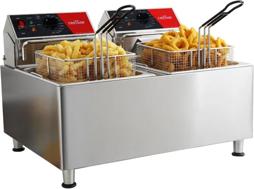Miniatura 9 de CROSSON Freidora eléctrica de 15 libras con certificación ETL con cesta sólida sin necesidad de montaje, tapa y patas ajustables en altura para uso