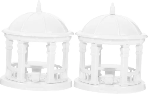 TOYANDONA 2 piezas mini valla Gazebo decoración del hogar paisaje miniatura figura paisaje miniatura ornamentos de paisaje pagoda modelo decoración