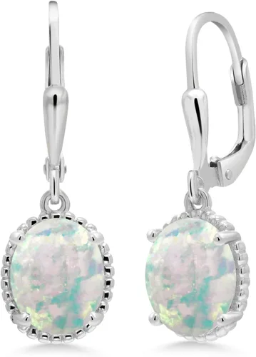 Miniatura 98 de Gem Stone King Aretes colgantes de gota para mujer, plata de ley 925, piedra natal ovalada de 0.354 x 0.276 in, joyería fina, regalos para ella