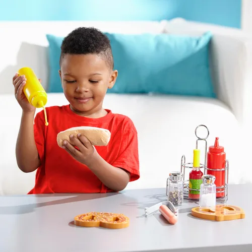 Miniatura 5 de Juego de condimentos de Melissa & Doug (6 piezas) alimento de juego, carrito de acero inoxidable