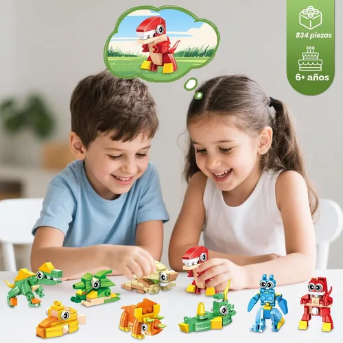 Miniatura 7 de Paquete de 24 recuerdos de fiesta para niños, juguetes de bloques de construcción de dinosaurios 3 en 1, regalos de aula para niños, rellenos