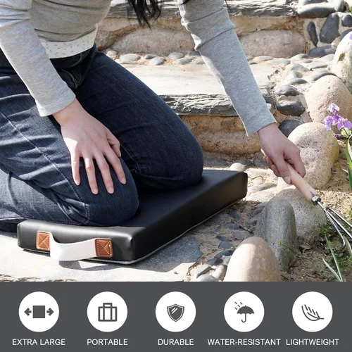 Miniatura 6 de HappyPicnic Almohadilla impermeable para arrodillarse de jardín, alfombrilla de espuma suave de 2 pulgadas de grosor para jardineros con mango