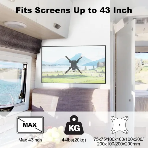Miniatura 3 de PUTORSEN Soporte de TV RV para televisores de 13 a 43 pulgadas y hasta 44 libras, soporte de pared para RV de liberación rápida con placas de pared