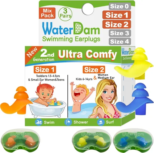Miniatura 25 de WaterDam A-Series - Tapones de natación para los oídos, ultra cómodos, grandes, impermeables