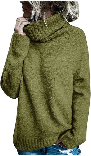 Miniatura 2 de Women Chenille Sweaters Casual Turtleneck Jumper Soft Knit Side Slit Pullover Winter Warm Sweaters Loose Tops