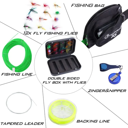 Miniatura 4 de Sougayilang Kit Combo de Iniciación de Pesca con Mosca Estándar, Caña de Mosca de 9 Pies Peso 5/6 con Mango SuperPolymer, Accesorios, Estuche