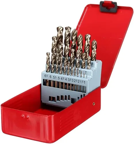 Juego de brocas métricas de cobalto (0.31 a 0.51 pulgadas/25 unidades), brocas torcidas M35 Jobber, vástago recto para metal endurecido, acero
