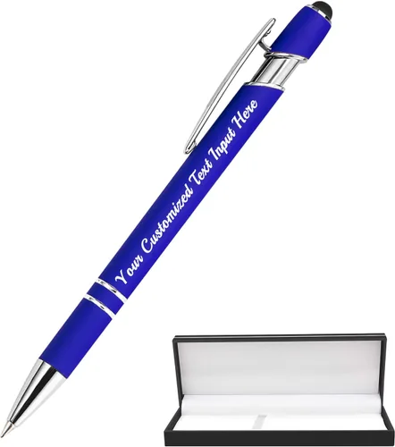 Miniatura 15 de Bolígrafo personalizado, 50 bolígrafos personalizados, grabado a granel con logotipo de nombre, lápiz digital de tinta negra suave con toque
