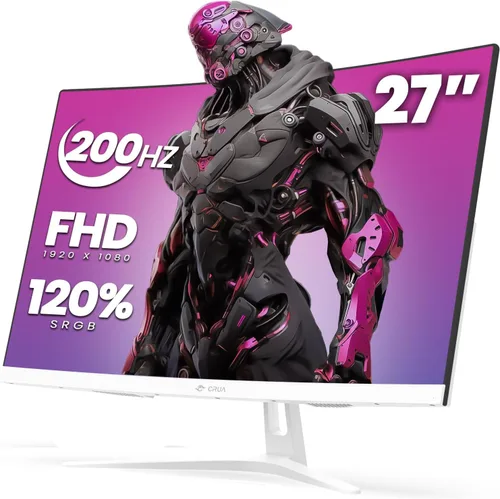 Miniatura 9 de CRUA Monitor curvo para juegos de 24 pulgadas, monitor de computadora de 165 Hz/200 Hz, FHD 1920 x 1080, 120% sRGB, AMD FreeSync, filtro de luz