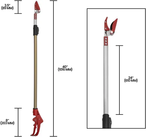 Miniatura 7 de Zenport ZL615 Podadora telescópica de largo alcance, se extiende de 40 a 60 pulgadas, color naranja
