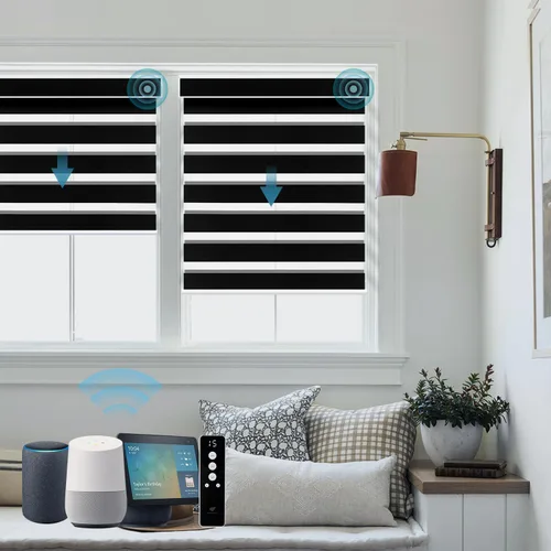 Miniatura 21 de SmartWings - Persianas motorizadas de cebra con control remoto, persianas de filtrado de luz inteligentes y semitransparentes para ventanas