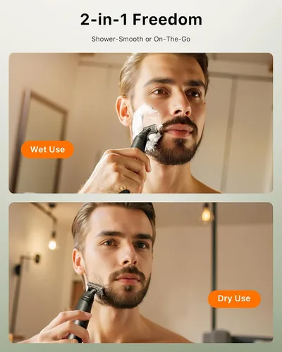 Miniatura 7 de [2026 - Recortadora de pelo para barba y cuerpo mejorada para hombres [todo en uno] Carga rápida USB-C, afeitadora eléctrica sin dolor para ingle