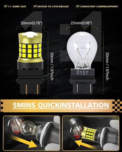 Miniatura 76 de 1156 Bombillas LED Ámbar Amarilla Luz de Señal de Giro 400% de Brillo 1141 1003 7506 Bombillas LED P21W Usadas para Luces Intermitentes Luz Trasera