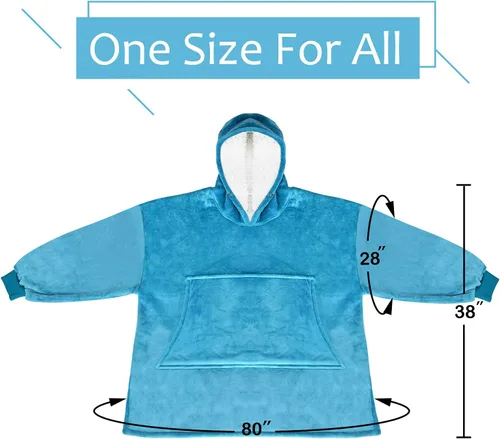 Miniatura 6 de Solaris - Sudadera tipo manta con capucha, cálida, supersuave y acogedora, de gran tamaño, de sherpa, para hombres y mujeres, con bolsillo grande
