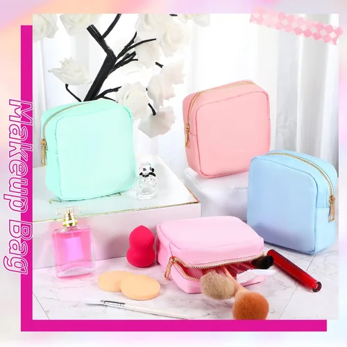 Miniatura 7 de Sweetude 6 piezas Bolsa de maquillaje de nailon, neceser de viaje con cremallera, bolsa de cosméticos de nailon para bolso, organizador